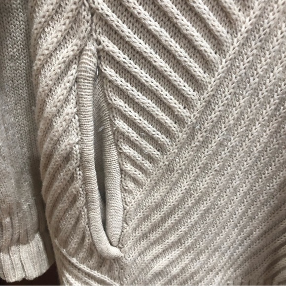 H by Halston Ivory Oatmeal Open Front Ribbed Cardigan Oversized Sweater Sz M - Picture 8 of 12